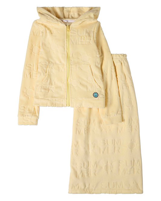 2 Piece Girls Summer-Themed Burnout Cotton-Rich Terry Coverup Robe Set