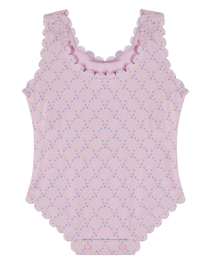 Girls Dot-Print Scallop-Trim Quick-Dry UPF 50 Swimsuit