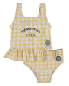 2 Piece Girls "Swimmers Club" UPF 50 Quick-Drying Gingham Swimsuit