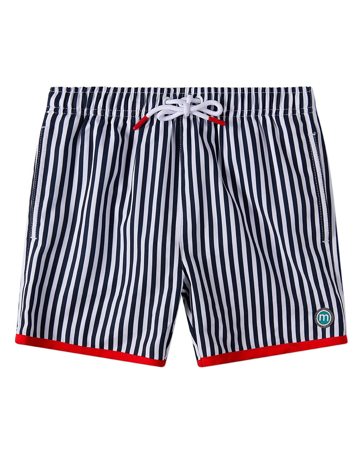 Boys Nautical-Stripe Contrast-Trim Quick-Dry UPF 50 Swim Trunks
