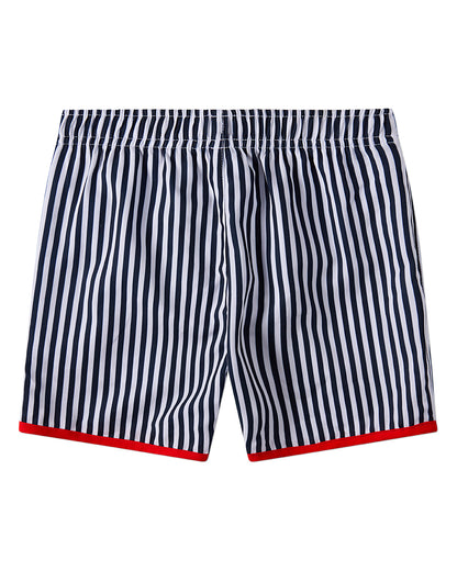 Boys Nautical-Stripe Contrast-Trim Quick-Dry UPF 50 Swim Trunks