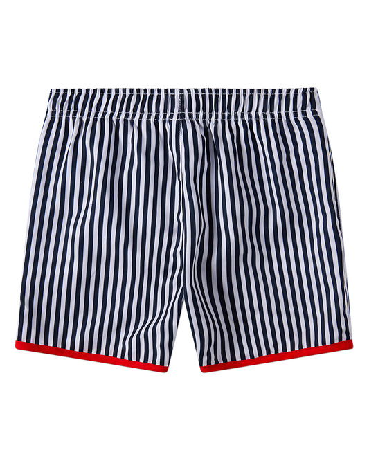 Boys Nautical-Stripe Contrast-Trim Quick-Dry UPF 50 Swim Trunks