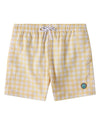 Boys "Swimmers Club" Quick-Dry UPF 50 Gingham Swim Trunks with Pockets