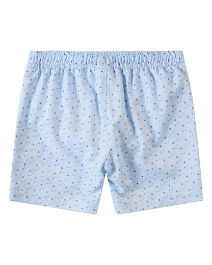 Boys Dot-Print Quick-Dry UPF 50 Swim Trunks with Pockets and M Logo