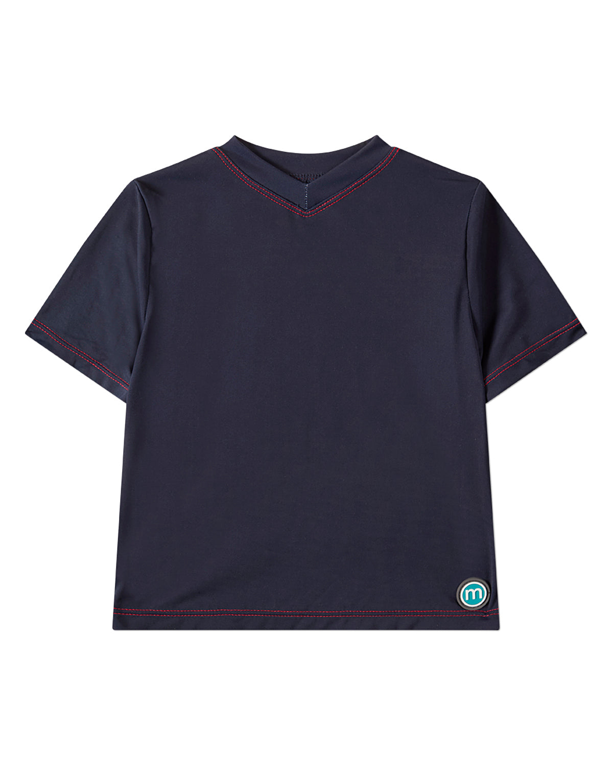 Boys Nautical Navy Blue Quick-Dry UPF 50 Short-Sleeve V-Neck Swim Tee