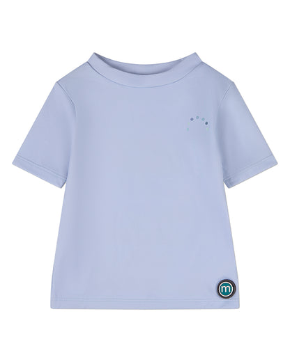 Boys Quick-Drying UPF 50 Short-Sleeve Solid-Blue Rash Guard Swim Tee