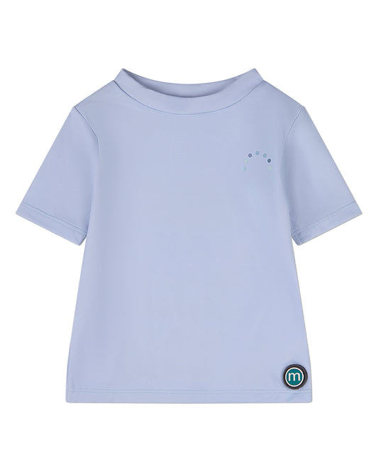 Boys Quick-Drying UPF 50 Short-Sleeve Solid-Blue Rash Guard Swim Tee