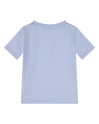 Boys Quick-Drying UPF 50 Short-Sleeve Solid-Blue Rash Guard Swim Tee