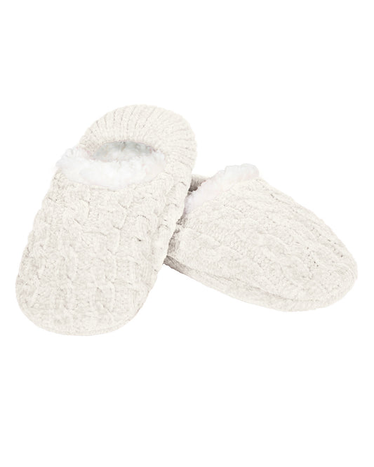 Women's Classic Cable Knit Chenille Non-Skid Slipper : Color: Ivory