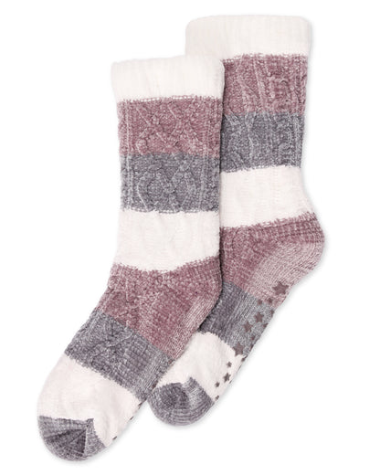 Women's Tranquility Tri-Color Plush Lined Slipper Socks : Color: Light Purple