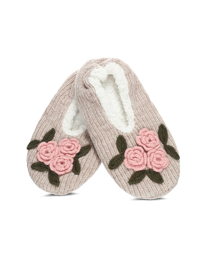 Women's Coming Up Roses Chenille Sherpa-Lined Slippers : Color: Taupe