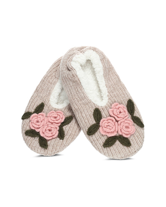 Women's Coming Up Roses Chenille Sherpa-Lined Slippers : Color: Taupe