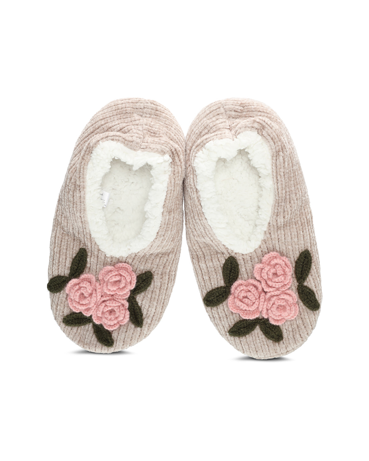 Women's Coming Up Roses Chenille Sherpa-Lined Slippers : Color: Taupe