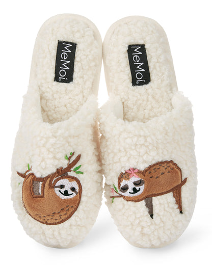 Women's Lazy Daze Sloth Hard Bottom Slippers : Color: Ivory