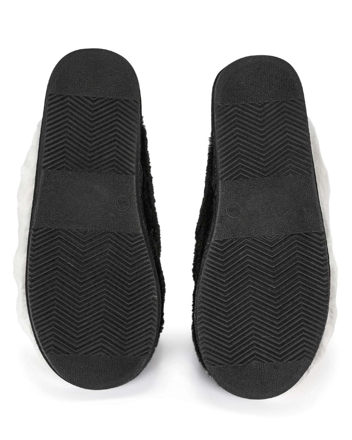 Women's Colorblock Plush Slippers : Color: Black-White
