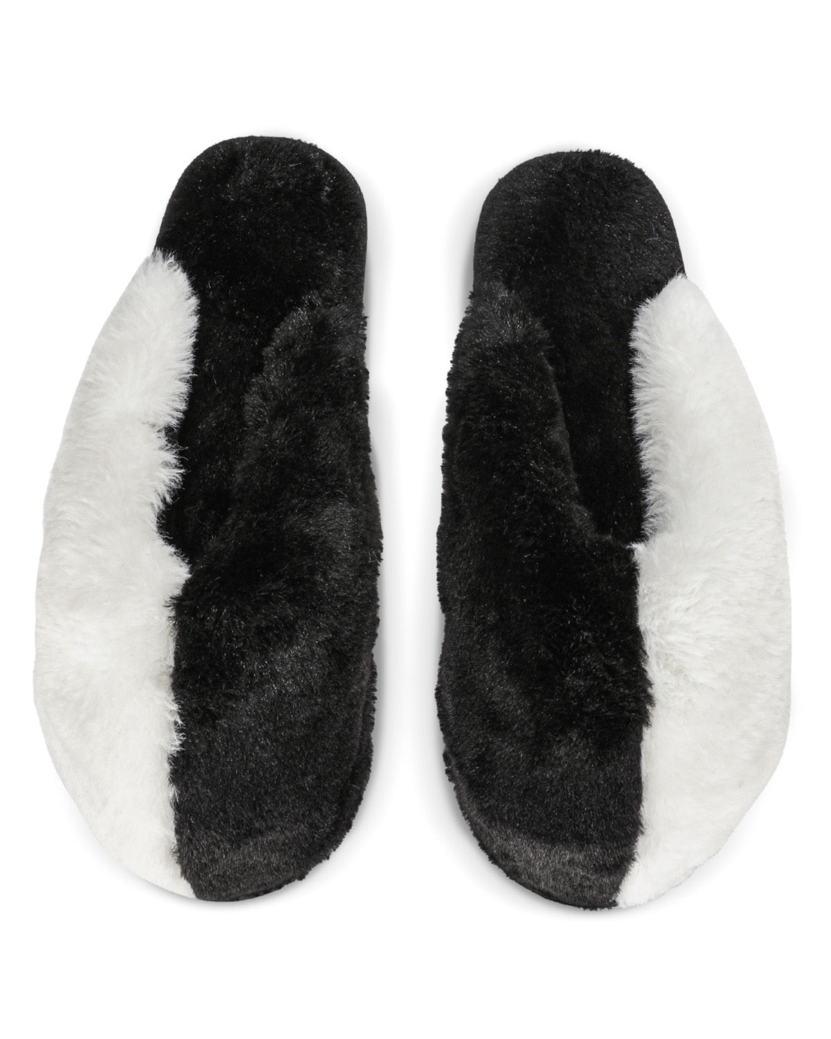 Women's Colorblock Plush Slippers : Color: Black-White
