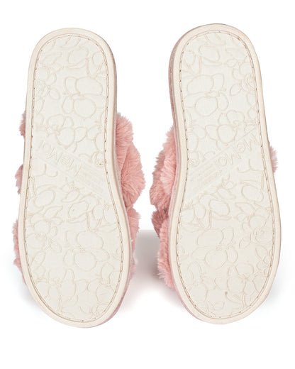 Women's Double Cross Plush Slippers : Color: Gray