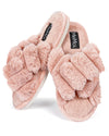 Women's Double Cross Plush Slippers : Color: Dusty Rose