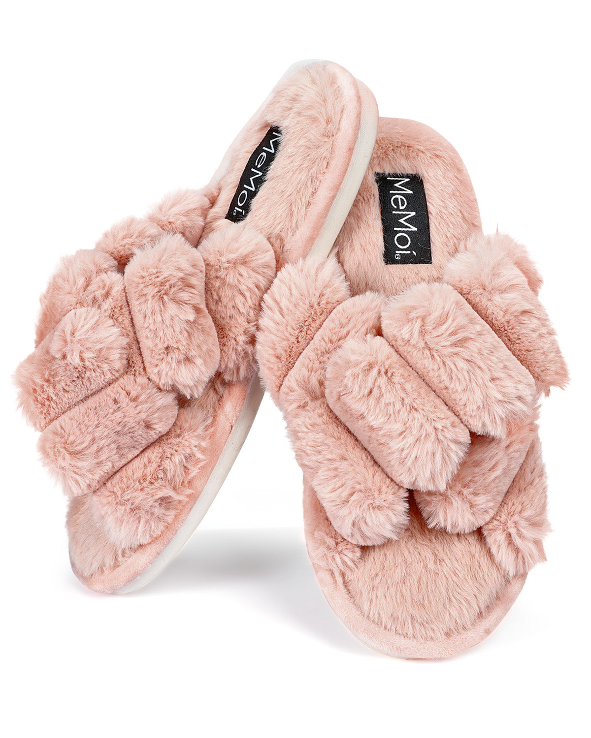 Women's Double Cross Plush Slippers : Color: Dusty Rose