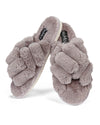 Women's Double Cross Plush Slippers : Color: Gray