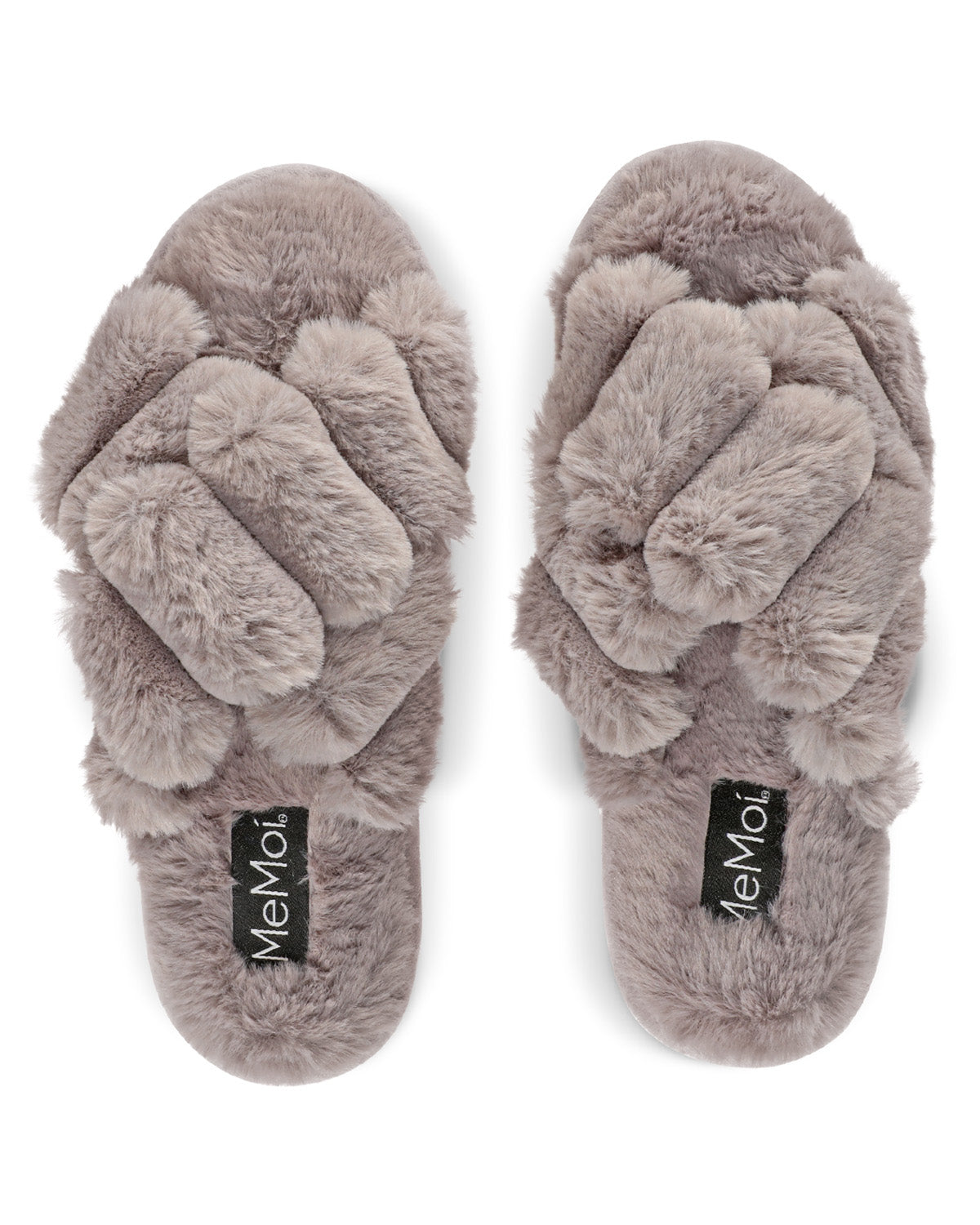 Women's Double Cross Plush Slippers : Color: Gray