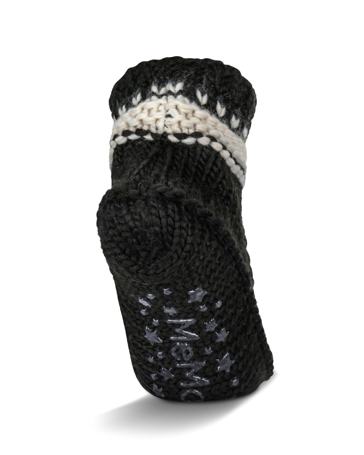Nordic Flake Recycled Knit Sherpa Lined Lounge Sock : Color: Black