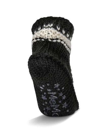 Nordic Flake Recycled Knit Sherpa Lined Lounge Sock : Color: Black