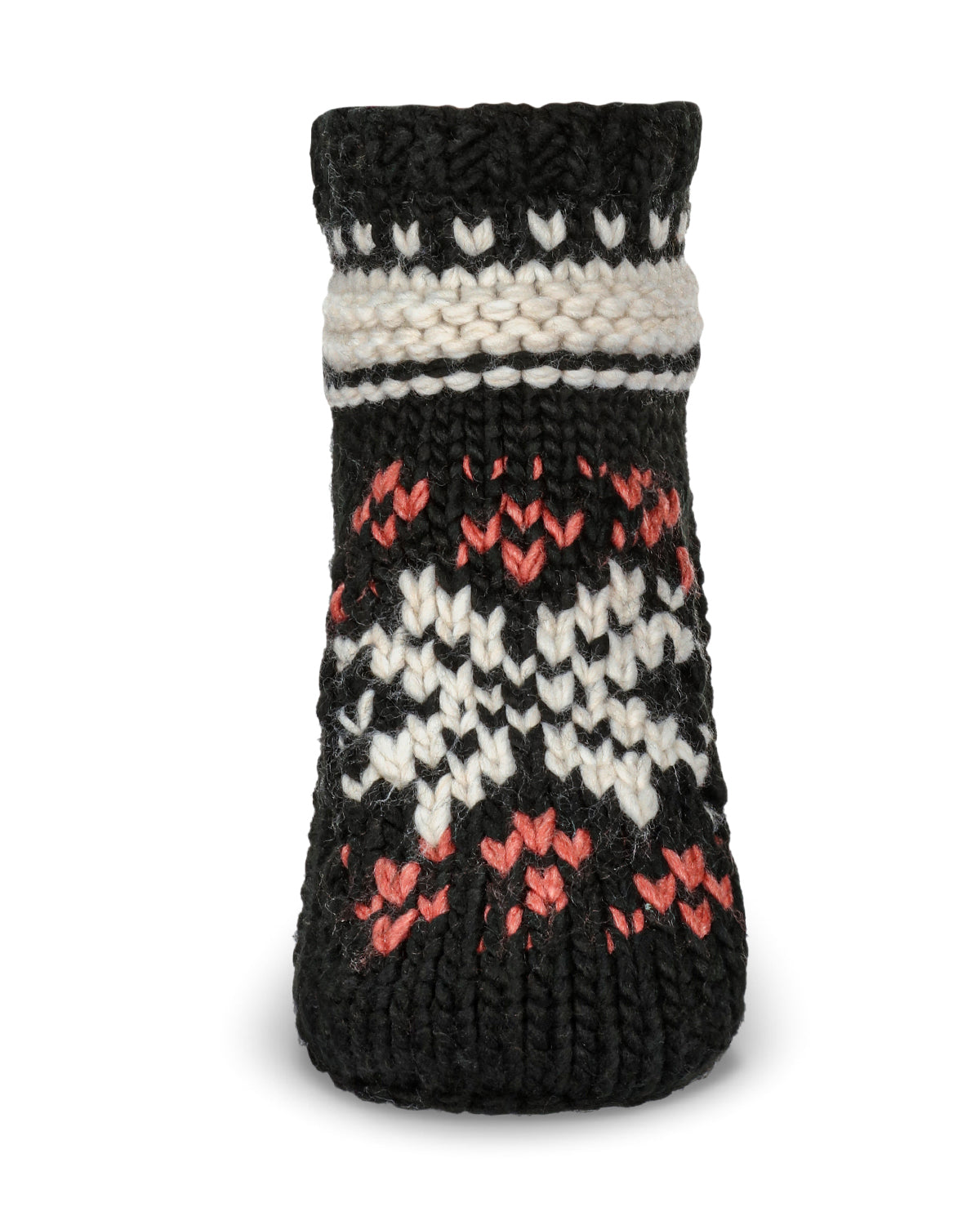 Nordic Flake Recycled Knit Sherpa Lined Lounge Sock : Color: Black