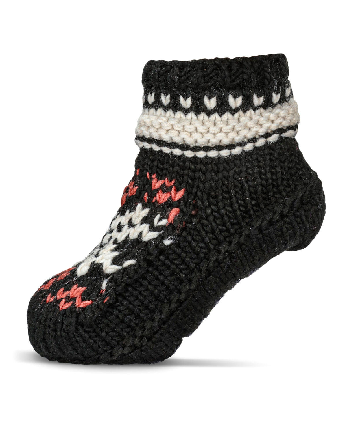 Nordic Flake Recycled Knit Sherpa Lined Lounge Sock : Color: Black