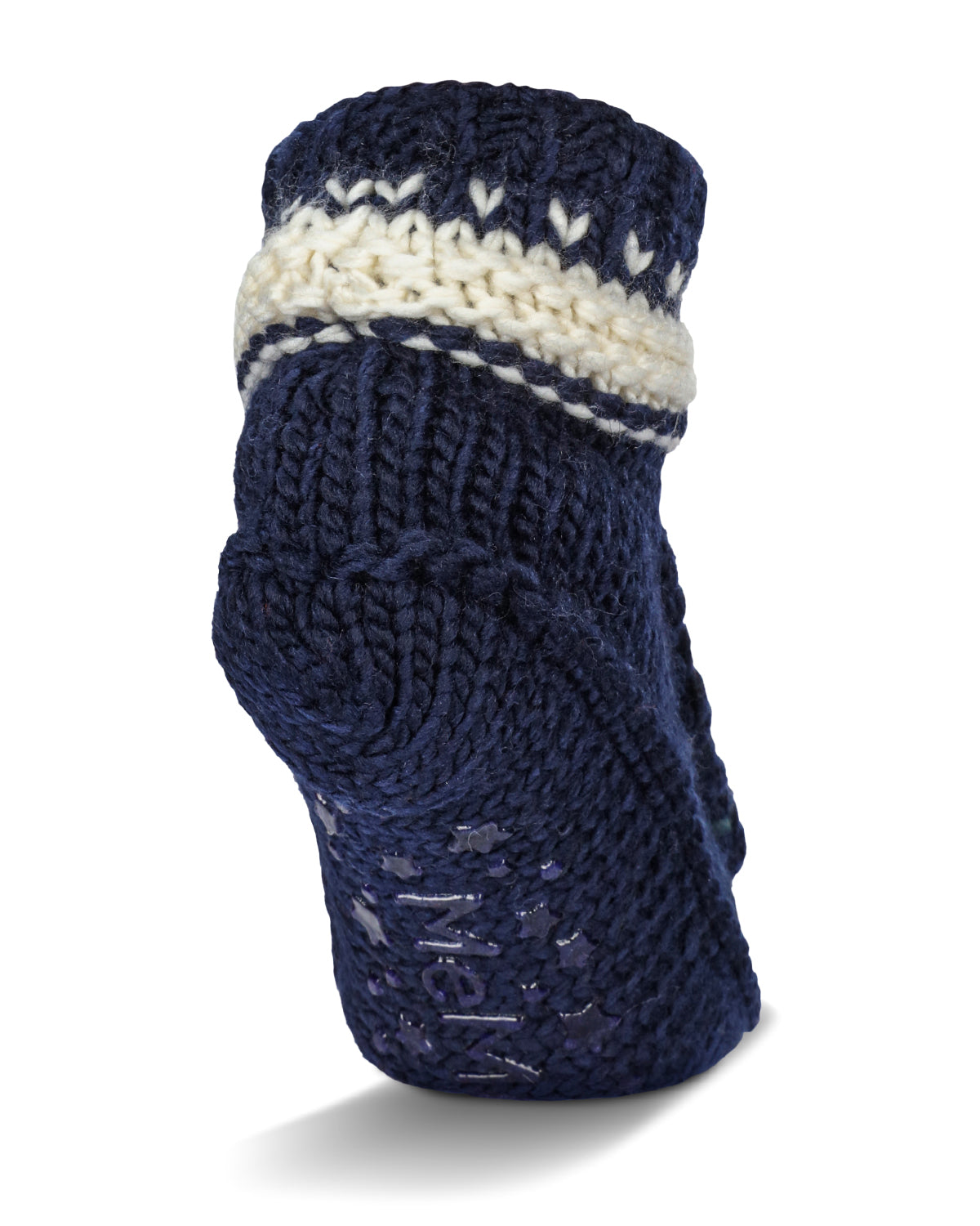 Nordic Flake Recycled Knit Sherpa Lined Lounge Sock : Color: Black