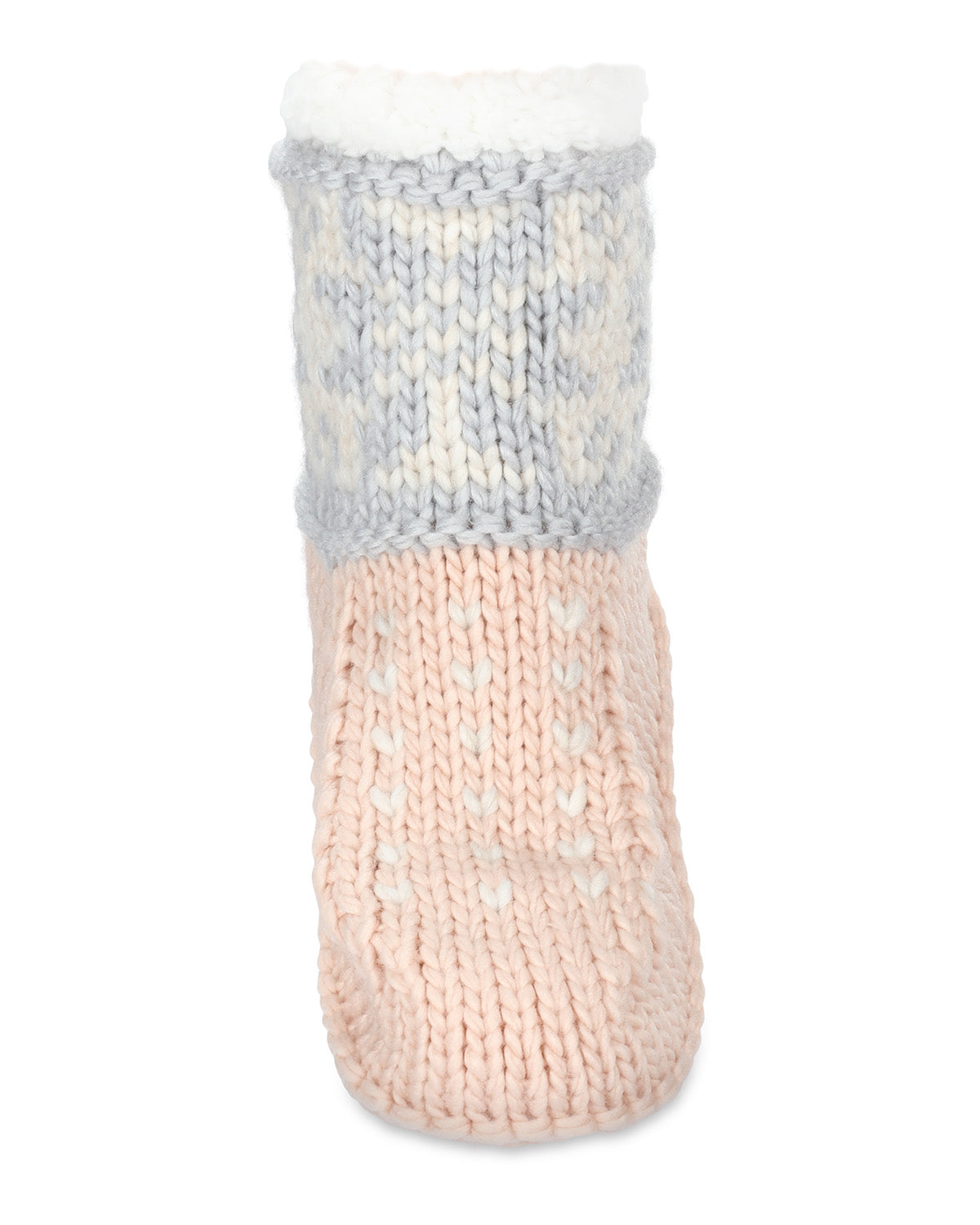 Women's Snowflake Border Recycled Knit Sherpa Lined Lounge Socks : Color: Deep Mauve