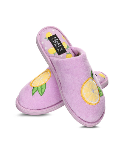 Women's Lemons Terry Slide Slippers : Color: Purple