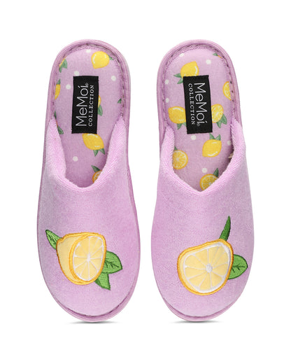 Women's Lemons Terry Slide Slippers : Color: Purple