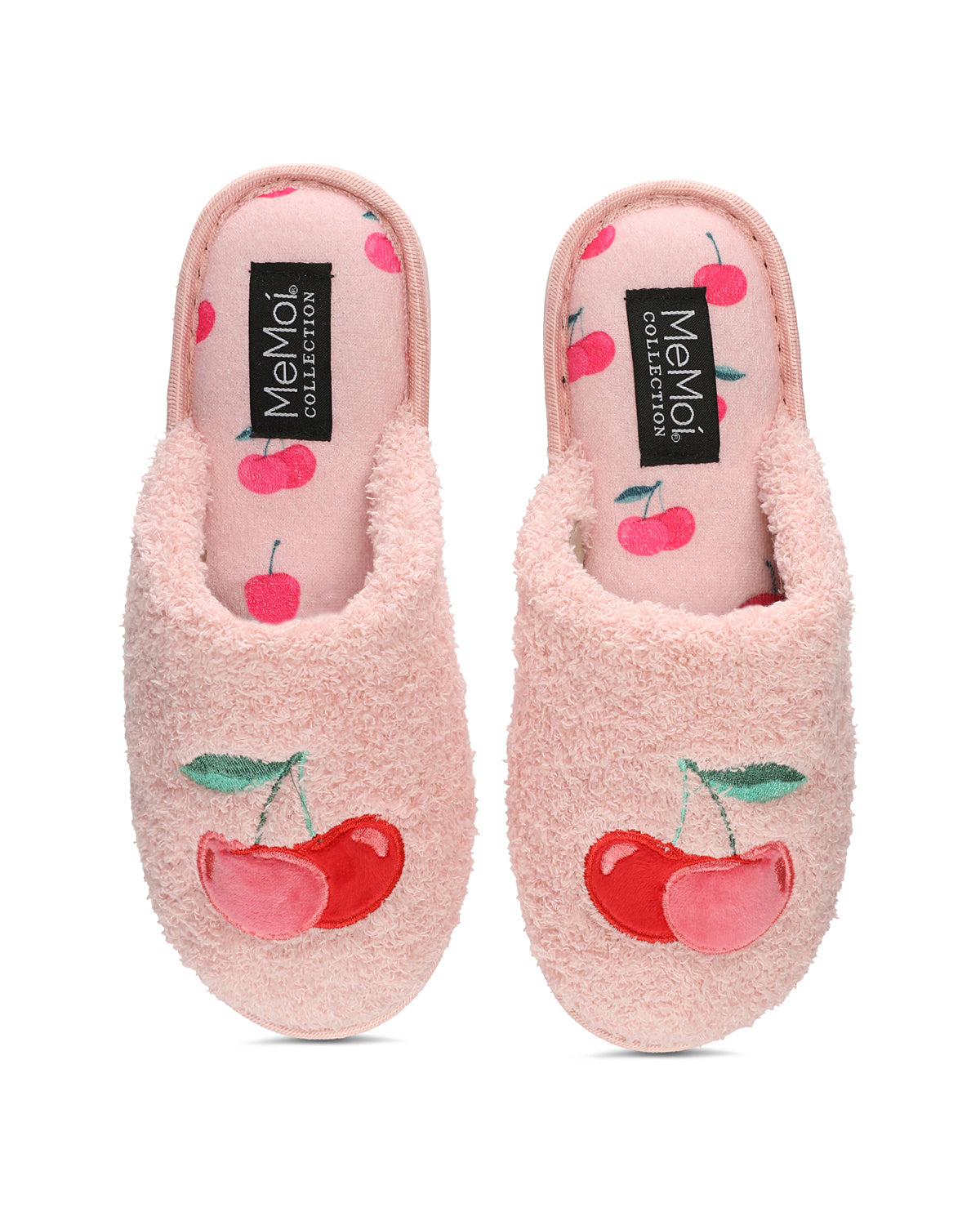 Women's Cherries Terry Slide Slippers : Color: Pink