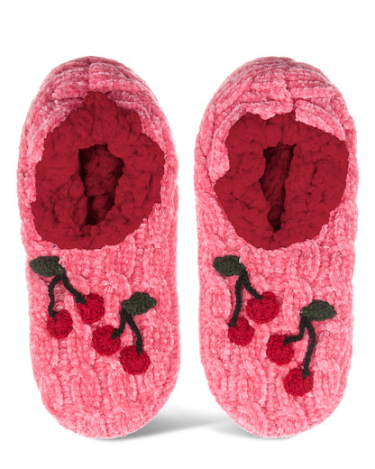Women's Cozy Cherries Chenille Sherpa Lined Slippers