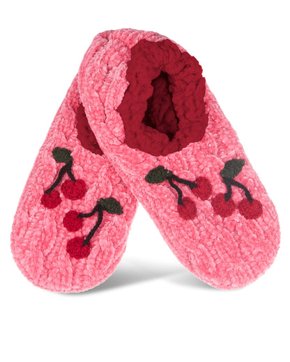 Women's Cozy Cherries Chenille Sherpa Lined Slippers