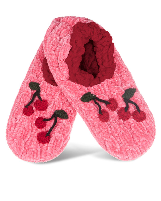 Women's Cozy Cherries Chenille Sherpa Lined Slippers