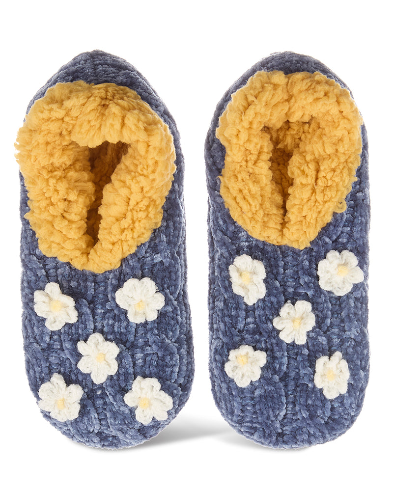 Women's Cozy Daisies Chenille Sherpa Lined Slippers