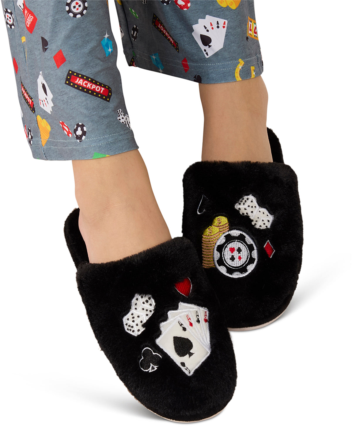 Women's Casino Plush Memory Foam Slippers : Color: Black
