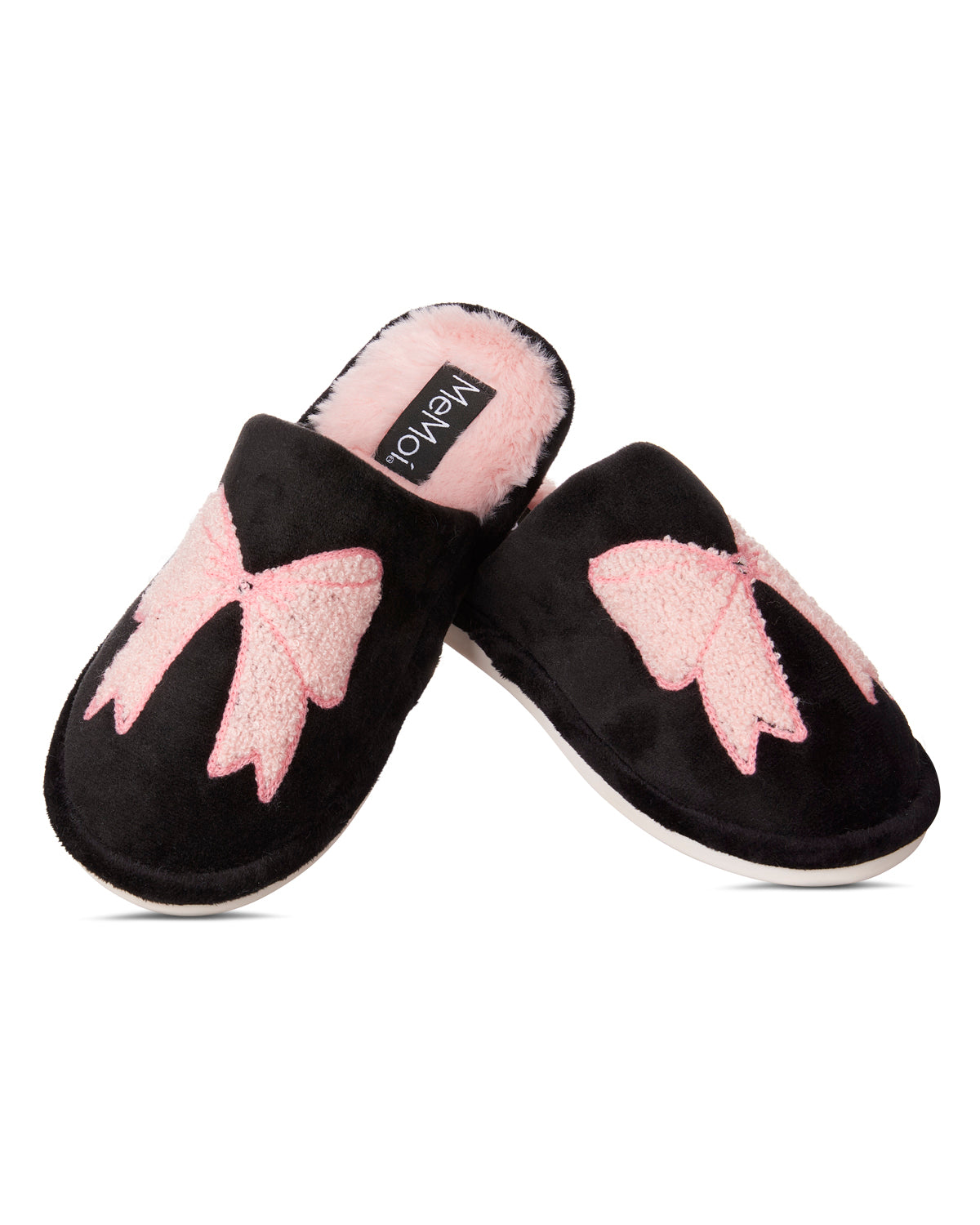 Women's Bow Plush Memory Foam Slippers : Color: Blush
