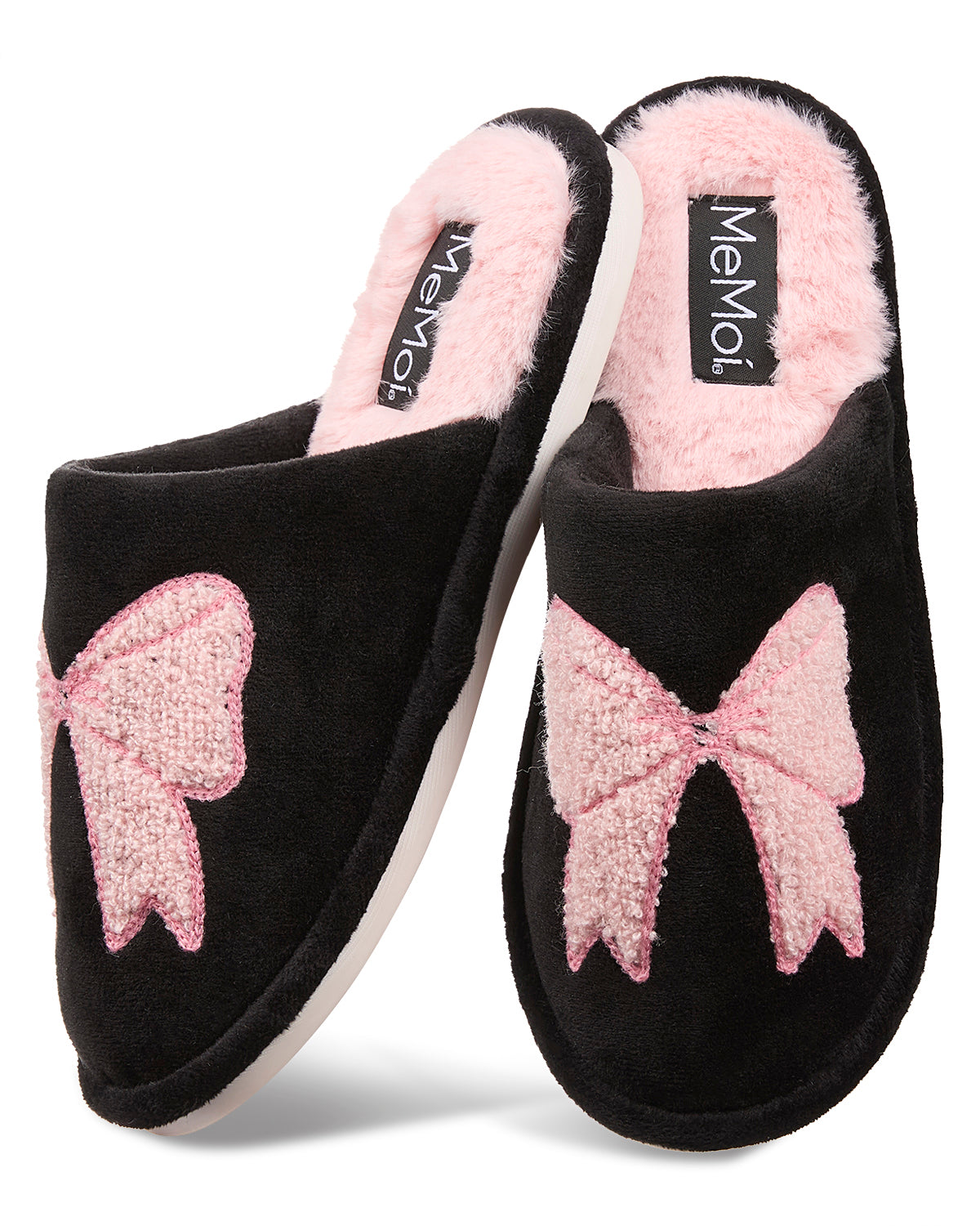 Women's Bow Plush Memory Foam Slippers : Color: Blush