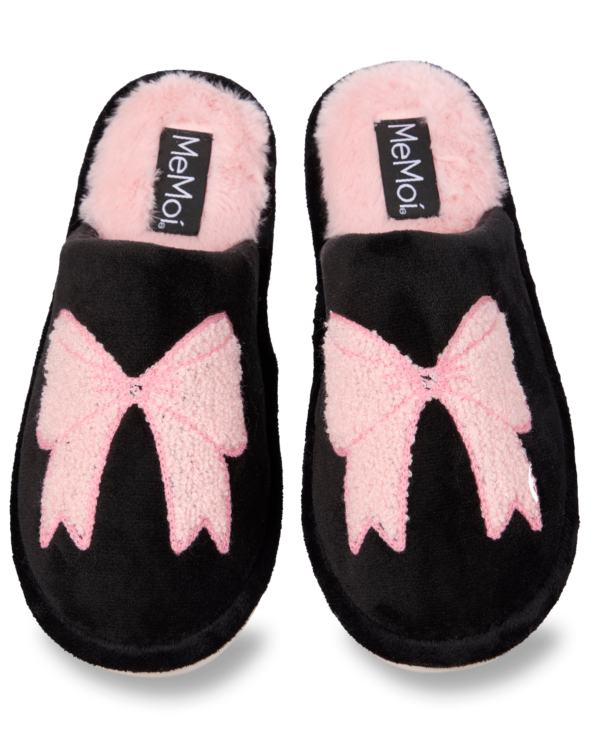 Women's Bow Plush Memory Foam Slippers : Color: Blush