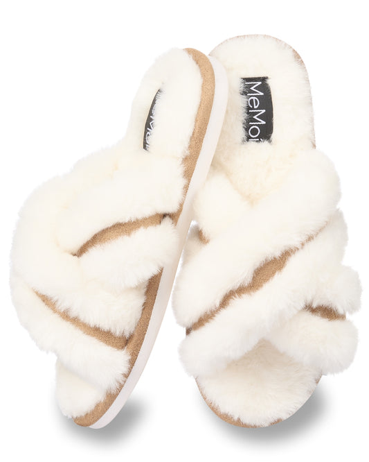 Women's Serina Plush Slippers : Color: Ivory