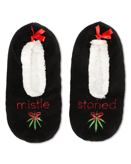 Women's Mistle Stoned Sherpa Lined Slippers : Color: Black