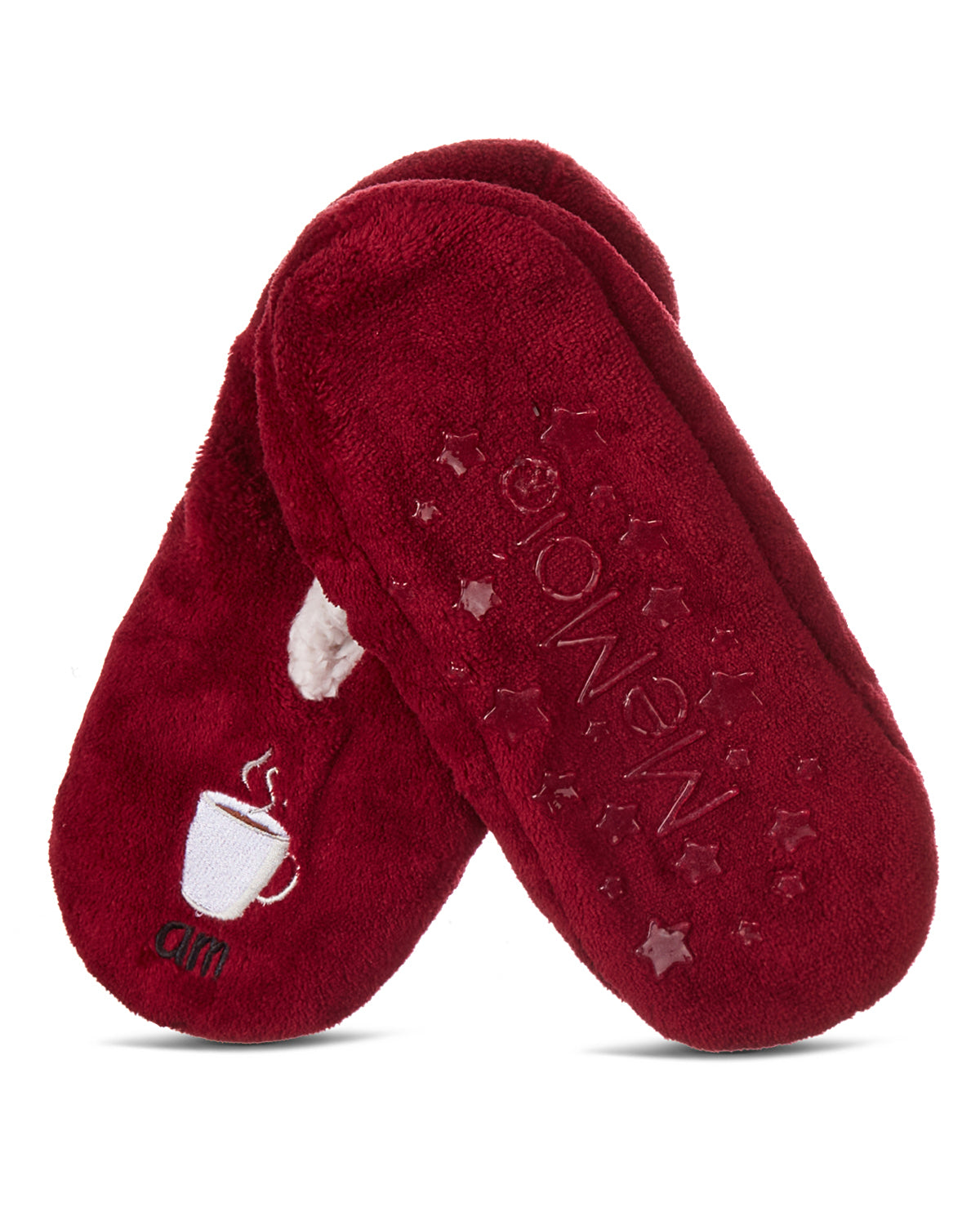 Women's Morning Brew/Night Cap Sherpa Lined Slippers : Color: Mulberry
