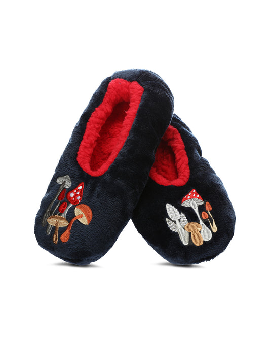 Women's Shrooms Sherpa Lined Slippers : Color: Navy