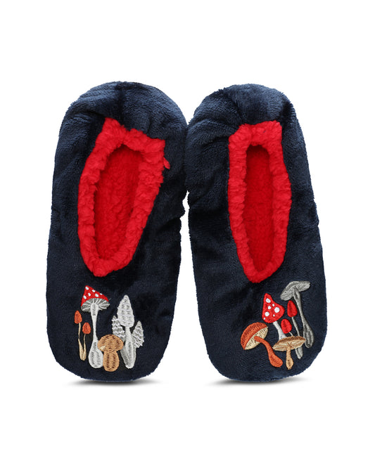 Women's Shrooms Sherpa Lined Slippers : Color: Navy