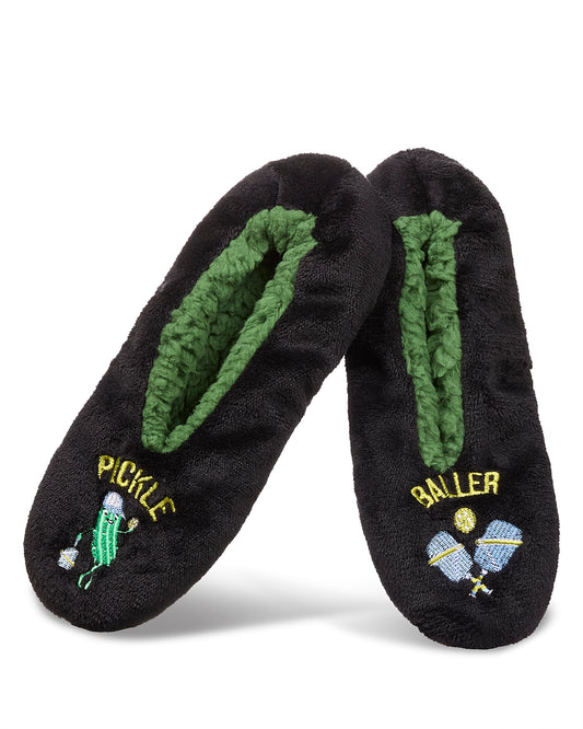 Women's Pickle Baller Sherpa Lined Slippers : Color: Black