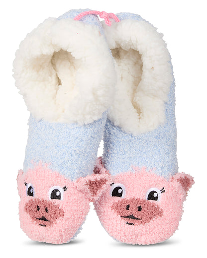 Women's "Pig" Embellished Plush-Lined Sure-Grip Slippers