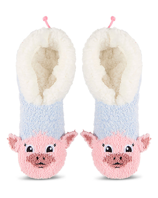 Women's "Pig" Embellished Plush-Lined Sure-Grip Slippers